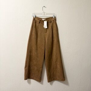 A Loves A NWT Camel Brown Faux Suede Wide-Leg Trousers